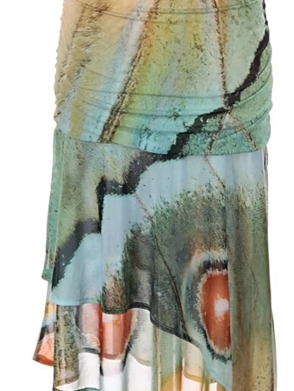 Asymmetrical Green Multi-Tone Printed Women's Skirt